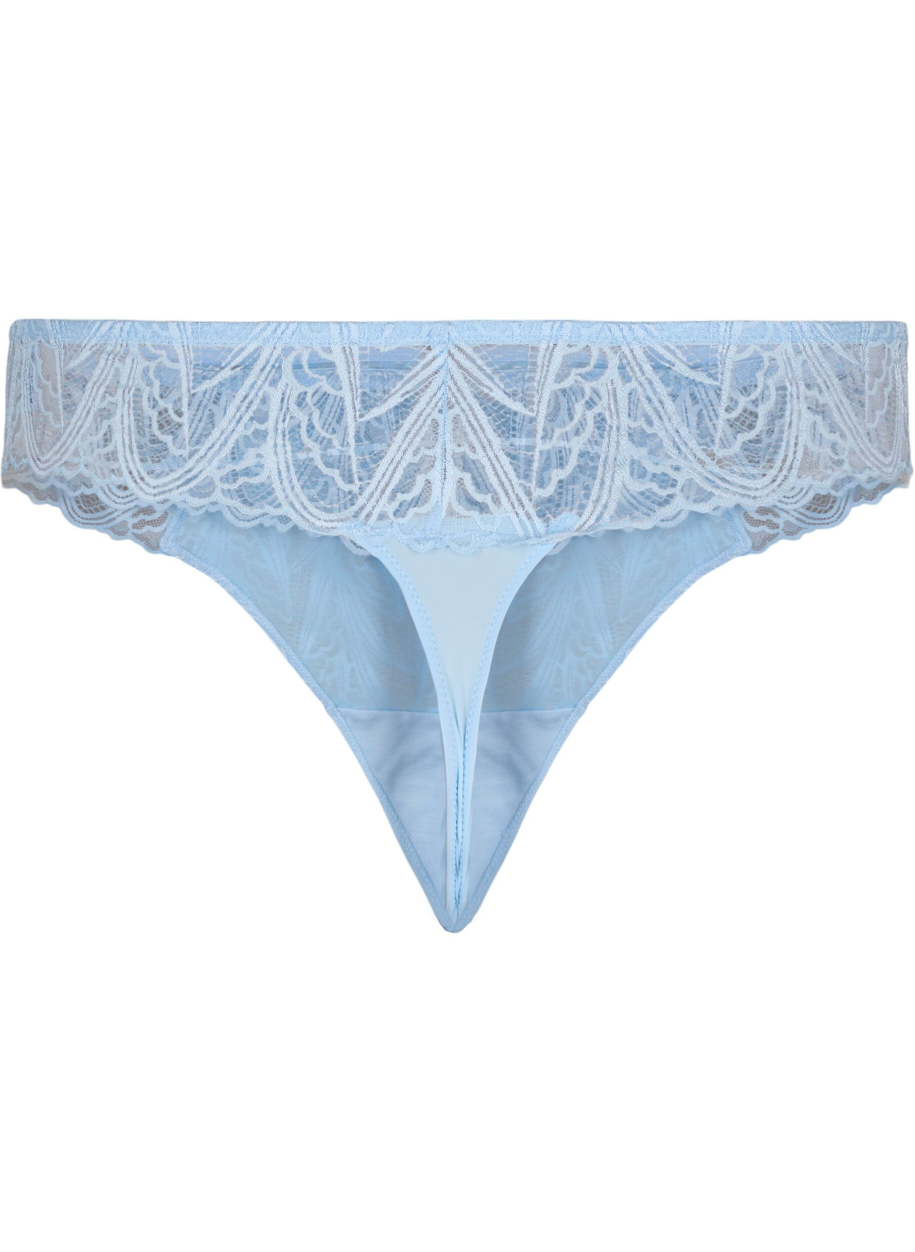 ZizziG-string slip met kant en een normale taille, Blauw, Packshot image number 1