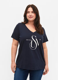 T-shirt en coton avec imprimé, Navy Blazer SUN, Model