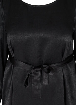 Robe texturée à manches bouffantes, Black, Packshot image number 2