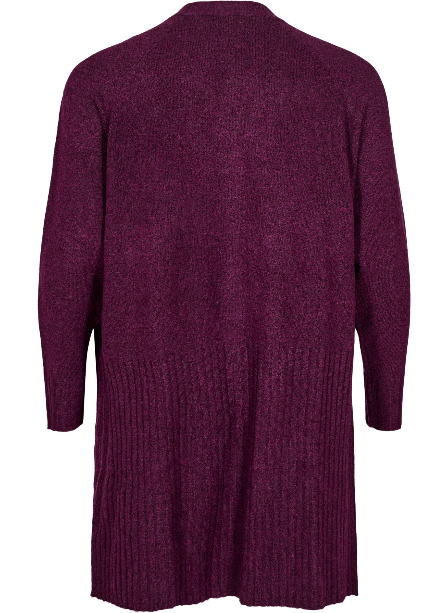 Zizzi Cardigan long avec des poches, Potent Purple Mel., Packshot image number 1