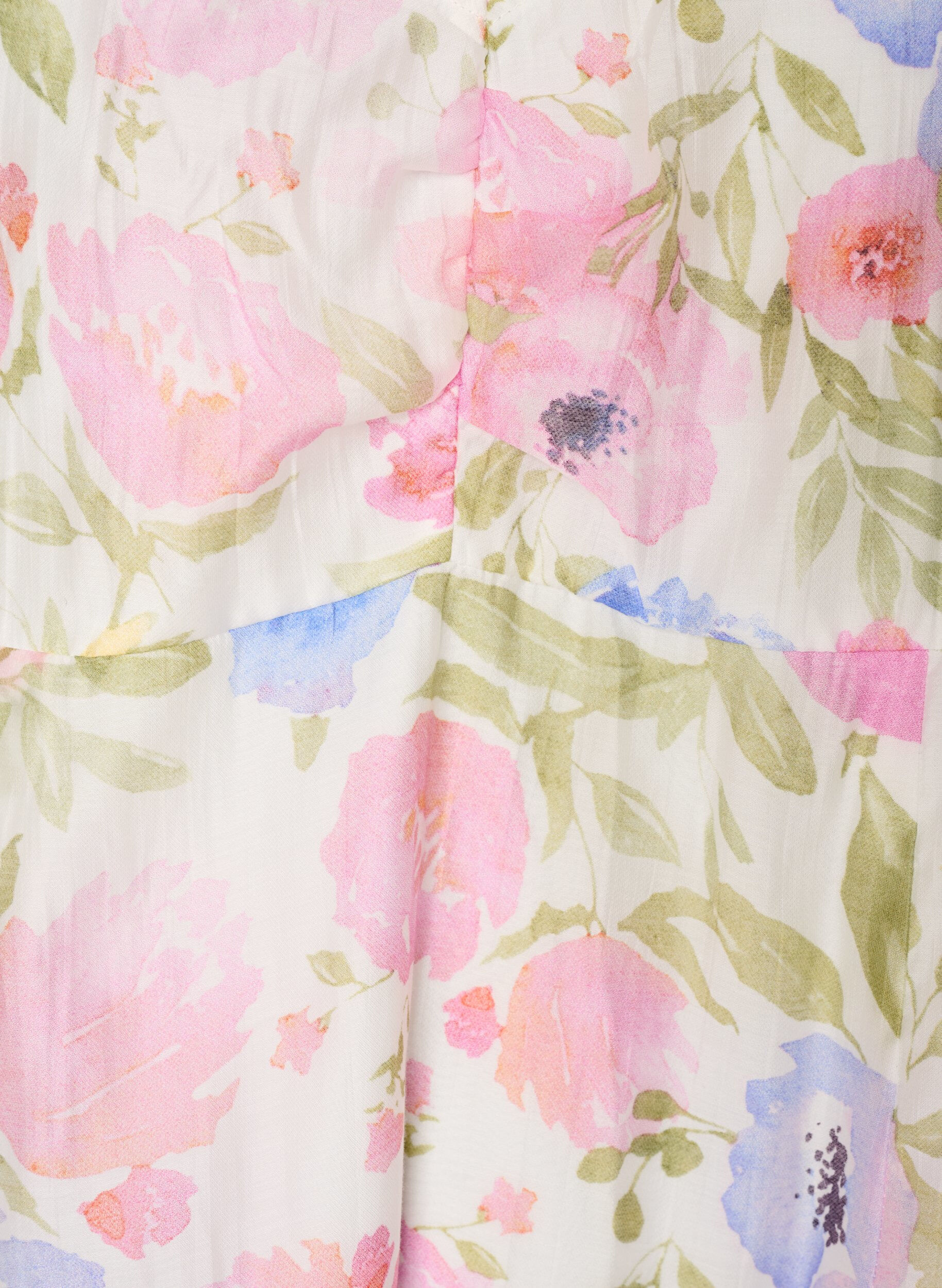 ZizziFloral empire-lijn jurk met een wijde V-hals, Wit, Packshot image number 2