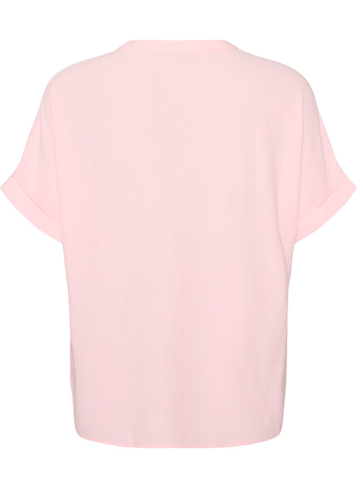 Luchtige blouse met korte mouwen, Roze, Packshot image number 1