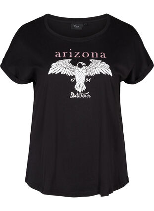 Katoenen t-shirt met korte mouwen en print, Black w. Arizona , Packshot image number 0