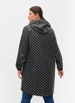 Veste de pluie à pois avec capuche, Black W/White Dot, Model image number 1