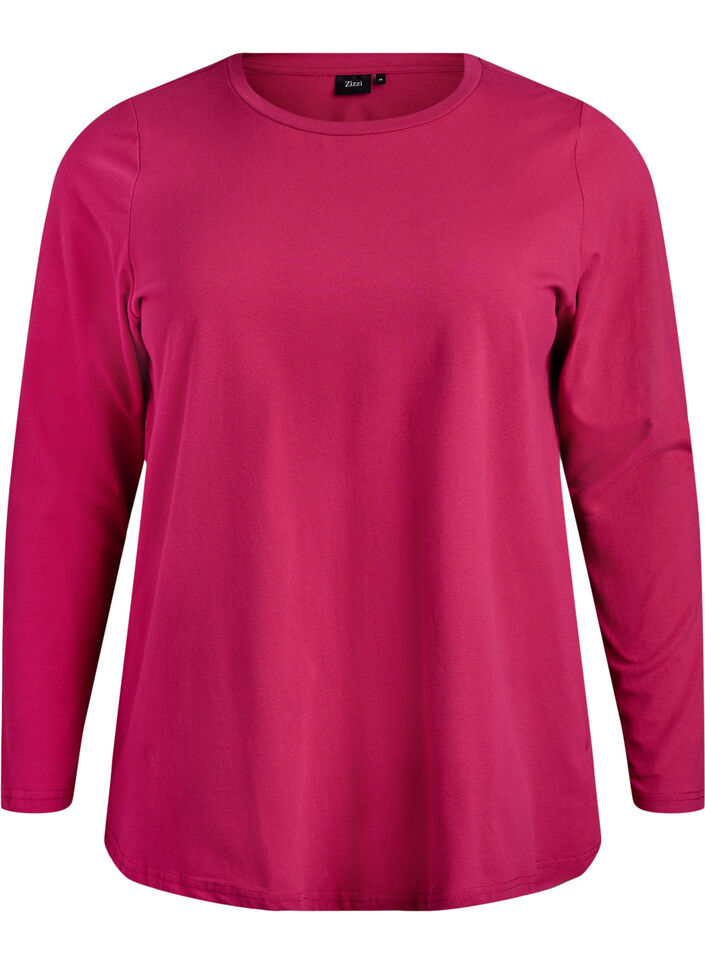 Top basic en jersey avec manches longues, Rose, Packshot image number 0