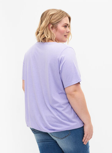 T-shirt mélangé avec bord élastiqué, Lavender Mél, Model image number 1