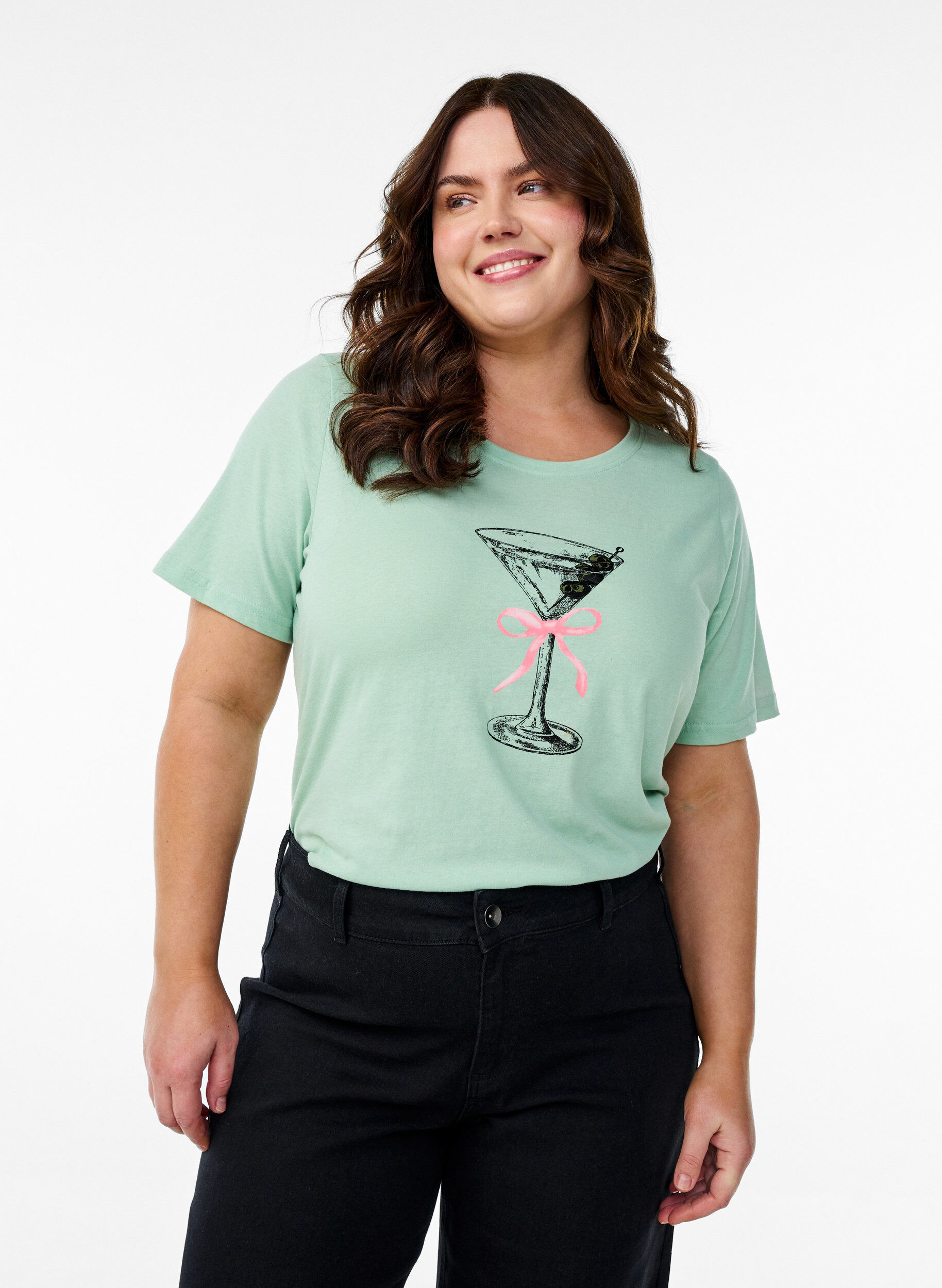 Zizzi FLASH &ndash; T-shirt avec motif, Vert clair, Model image number 0
