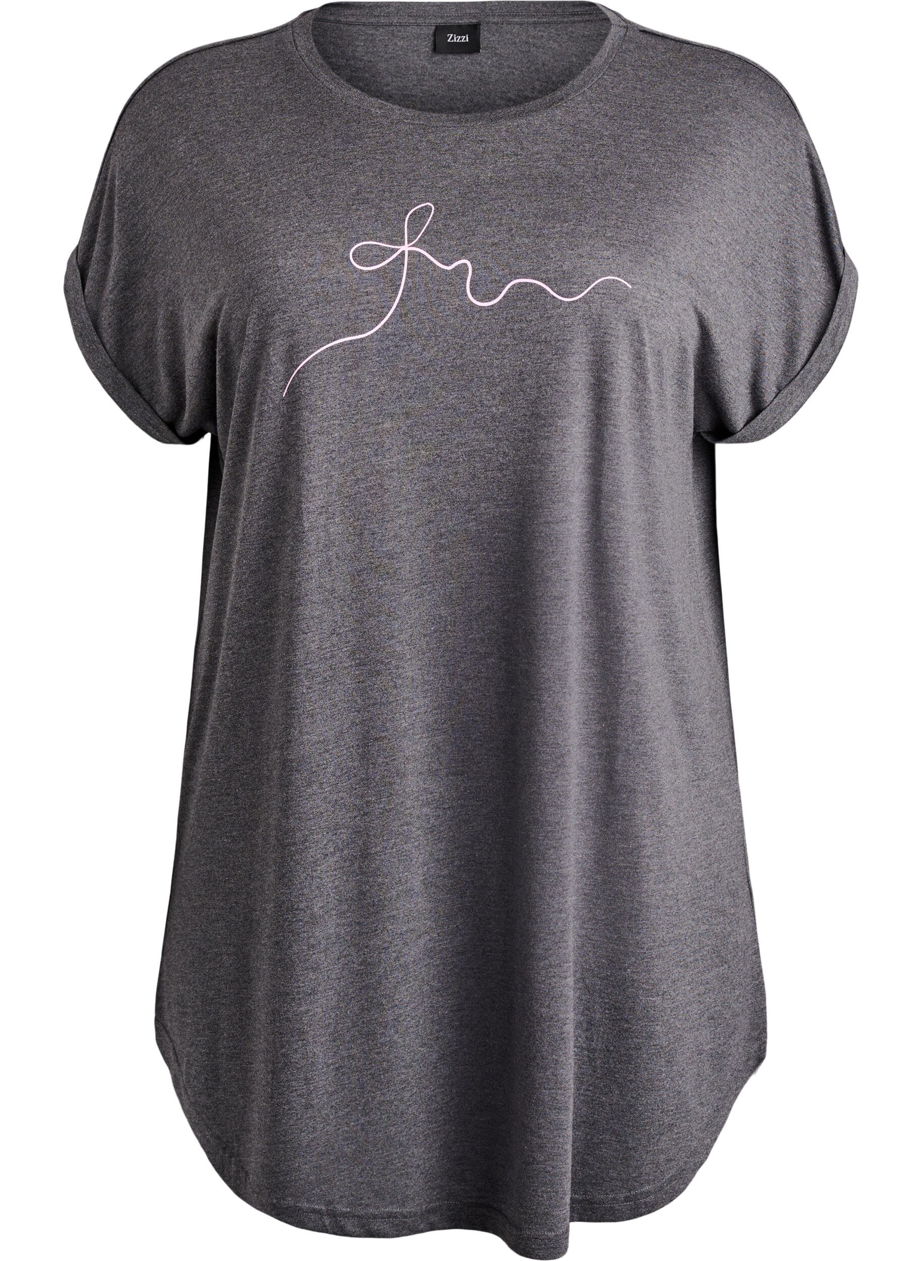 Zizzi Chemise de nuit &agrave; manches courtes avec imprim&eacute; de texte, Noir, Packshot image number 0