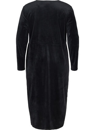 Robe midi en velours à manches longues, Black, Packshot image number 1