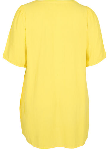Viscose tuniek met v-hals en knoopjes, Primrose Yellow, Packshot image number 1