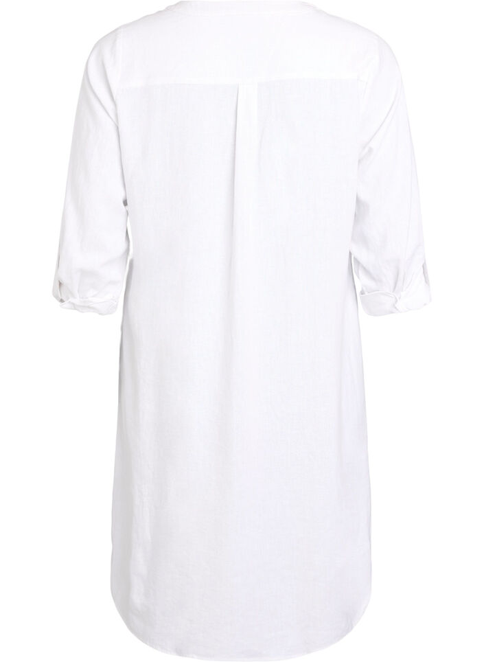 Chemise longue en lin et viscose, Blanc, Packshot image number 1