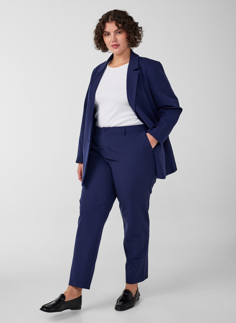 Broek met zakken en rechte pijpen, Blauw, Model image number 0