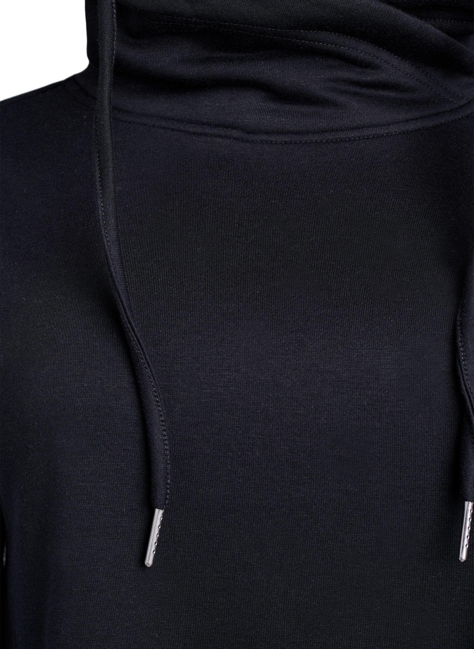ZizziFLASH - Kort sweatshirt jurk met hoge kraag en zakken, Zwart, Packshot image number 2