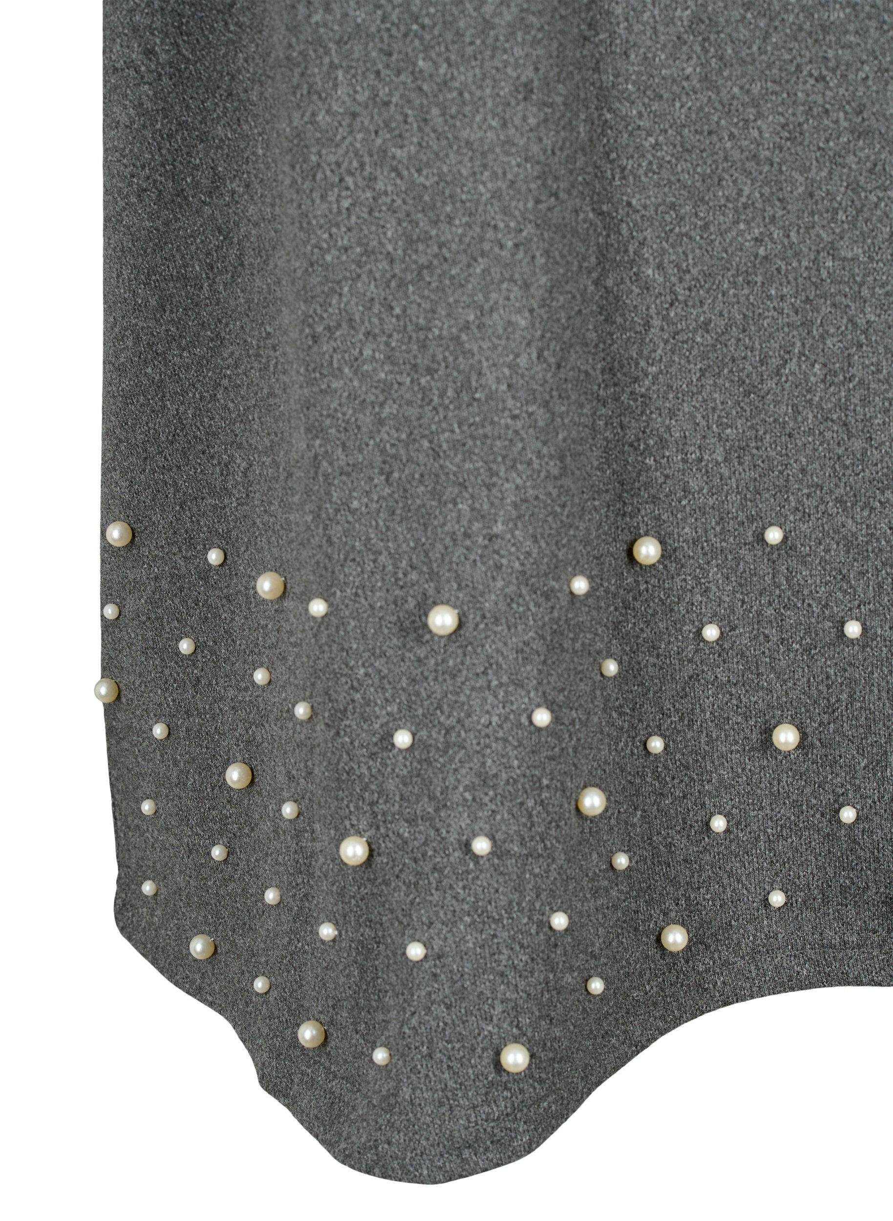 ZizziBlouse met parels en 3/4 mouwen, Dark Grey Melange, Packshot image number 3