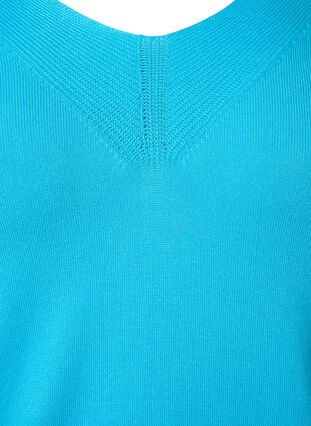 Gebreide blouse van viscose met v-hals, River Blue, Packshot image number 2
