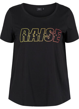 Sport-T-shirt met print, Black w. Raise, Packshot image number 0
