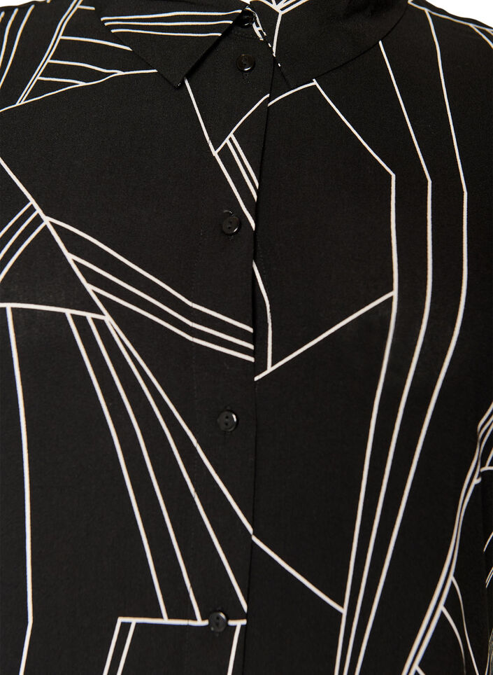 Chemise longue ample en viscose, Noir, Packshot image number 2