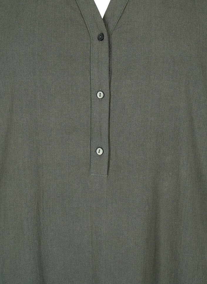 FLASH - Midi jurk met korte mouwen in katoen, Balsam Green, Packshot image number 2