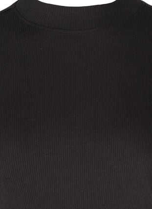 Blouse en coton côtelé à manches 2/4, Black, Packshot image number 2