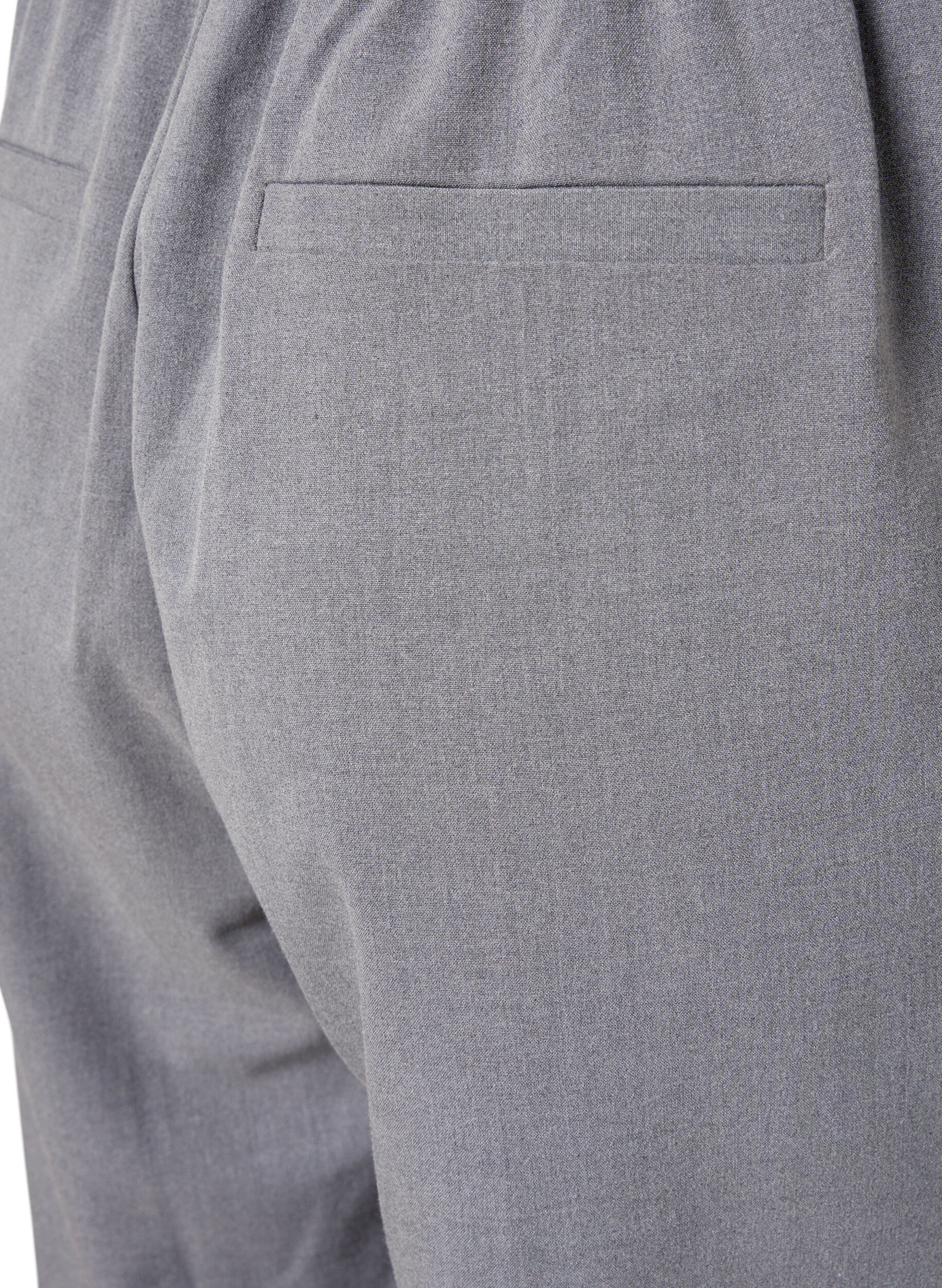 ZizziGrijs gem&ecirc;leerde broek met elastiek in de taille, Medium Grey Melange, Packshot image number 3