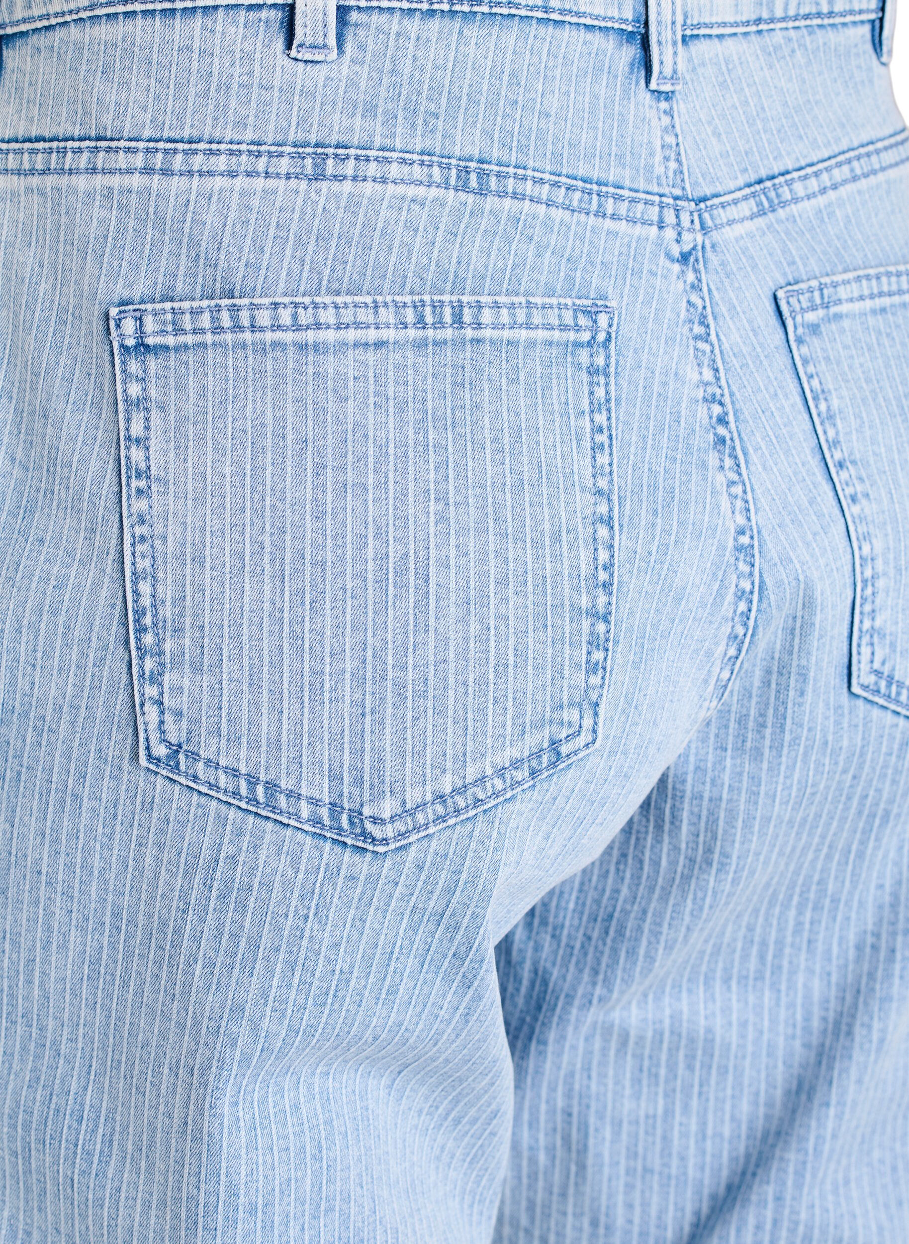 ZizziGestreepte jeans met een rechte pasvorm, Blauw, Packshot image number 3