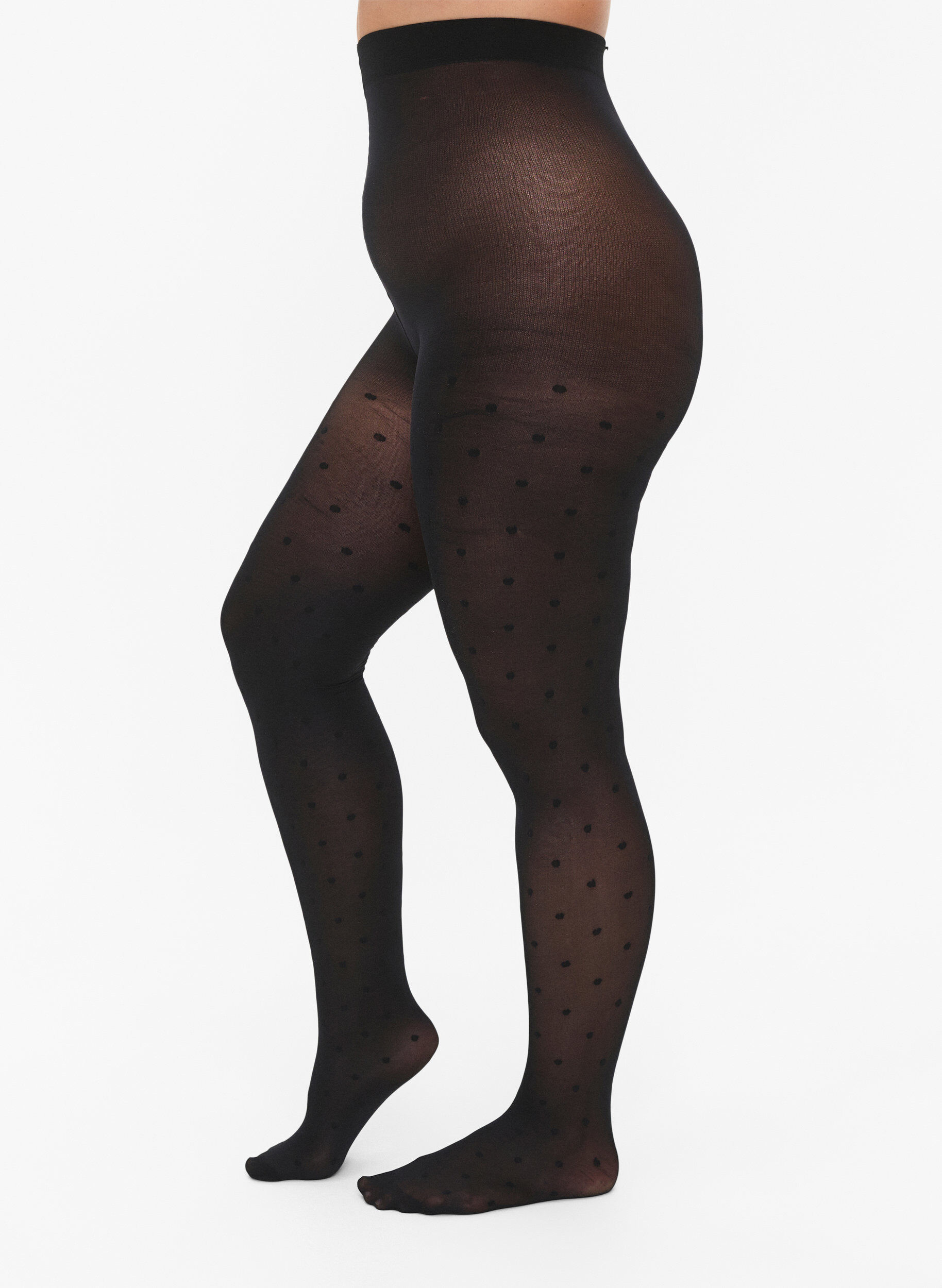 Collants en 40 deniers &agrave; pois, Noir, Model