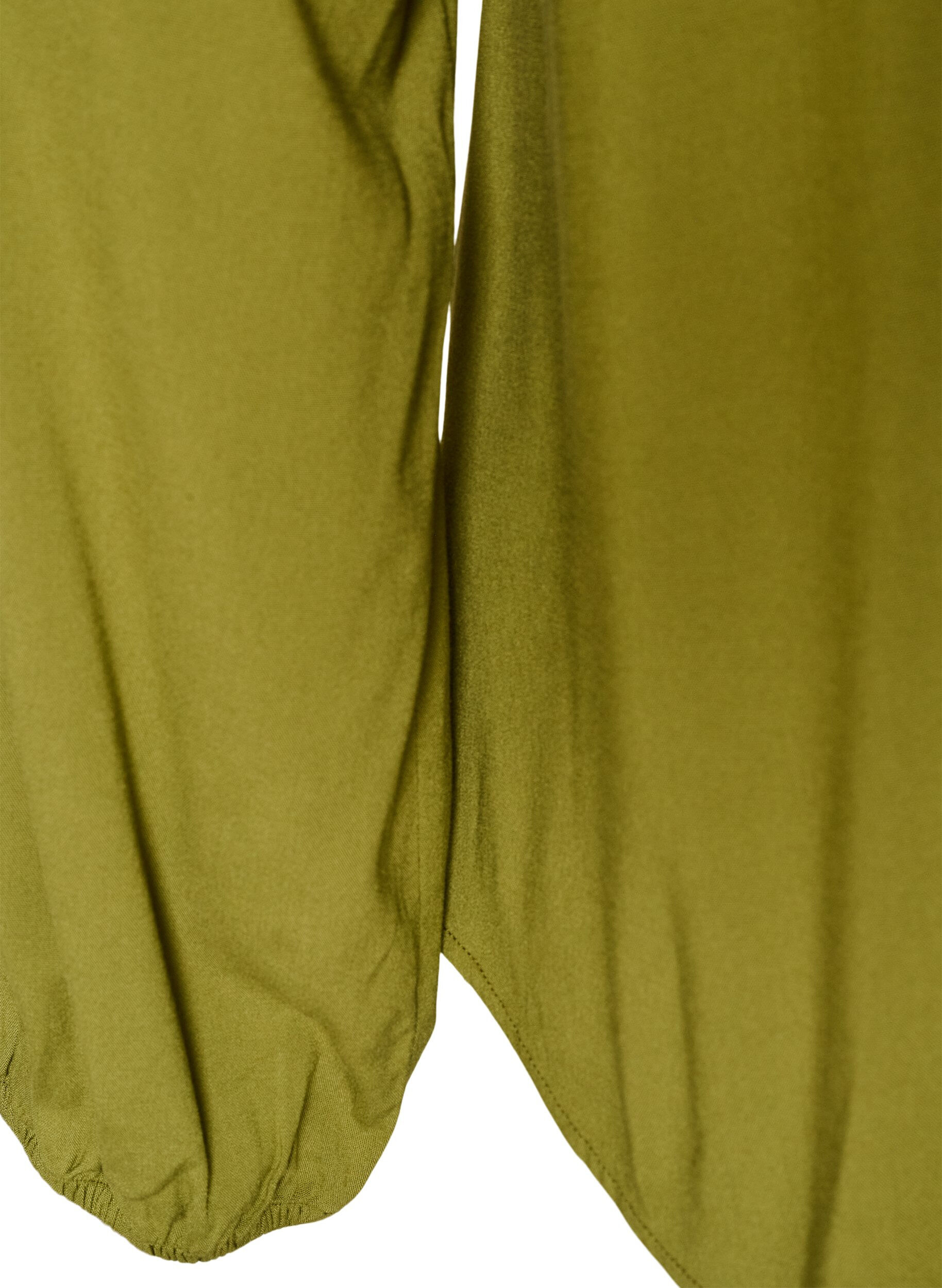 ZizziViscose blouse met V-hals en lange mouwen, Groen, Packshot image number 3