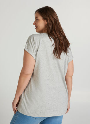 Gemêleerd katoenen t-shirt, Light Grey Melange, Model image number 1