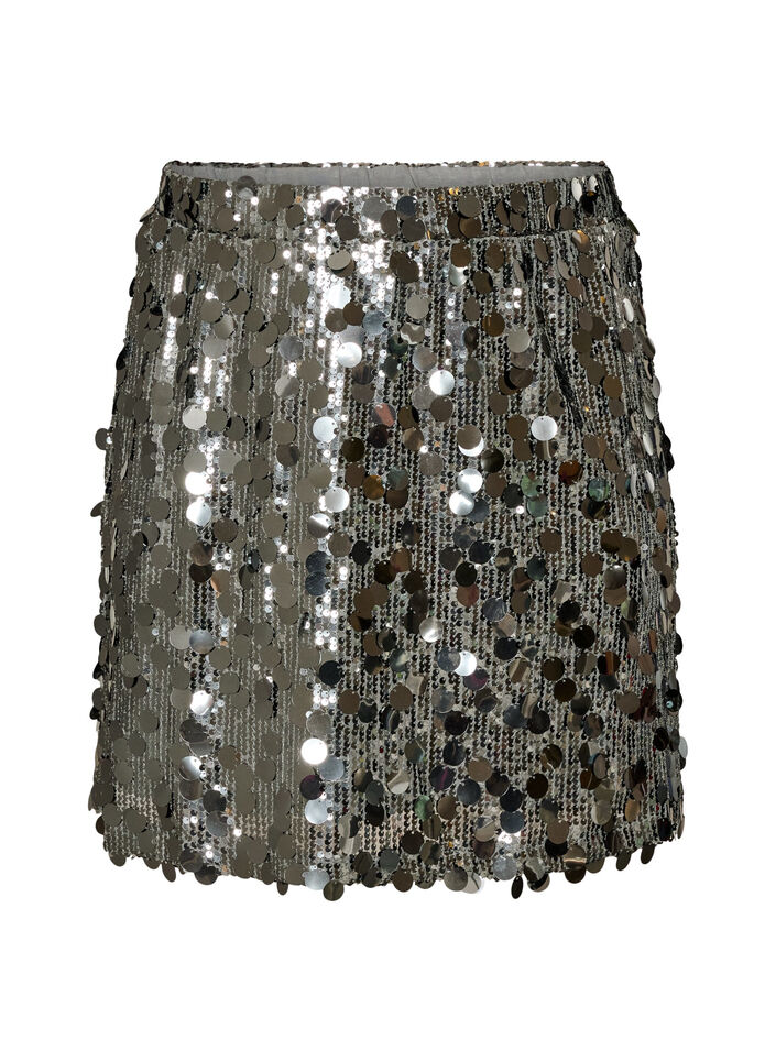 Jupe courte &agrave; sequins avec une ceinture &eacute;lastique, Gris anthracite, Packshot image number 0