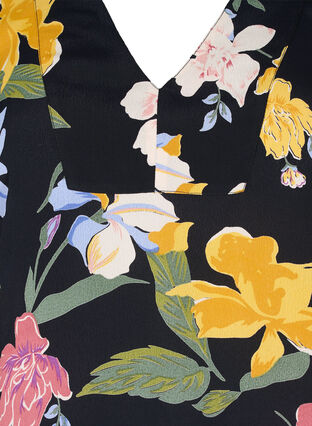 Viscose blouse met korte mouwen en bloemenprint, Big Flower AOP, Packshot image number 2
