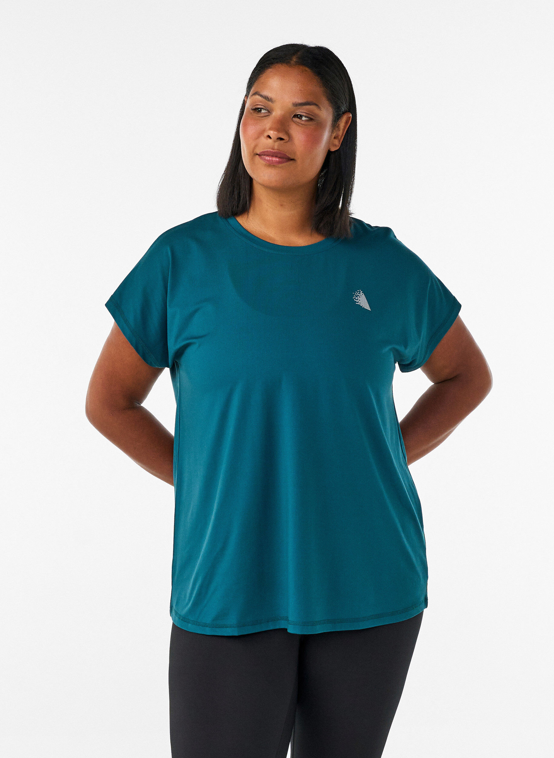 T-shirt de sport couleur unie, Vert, Model