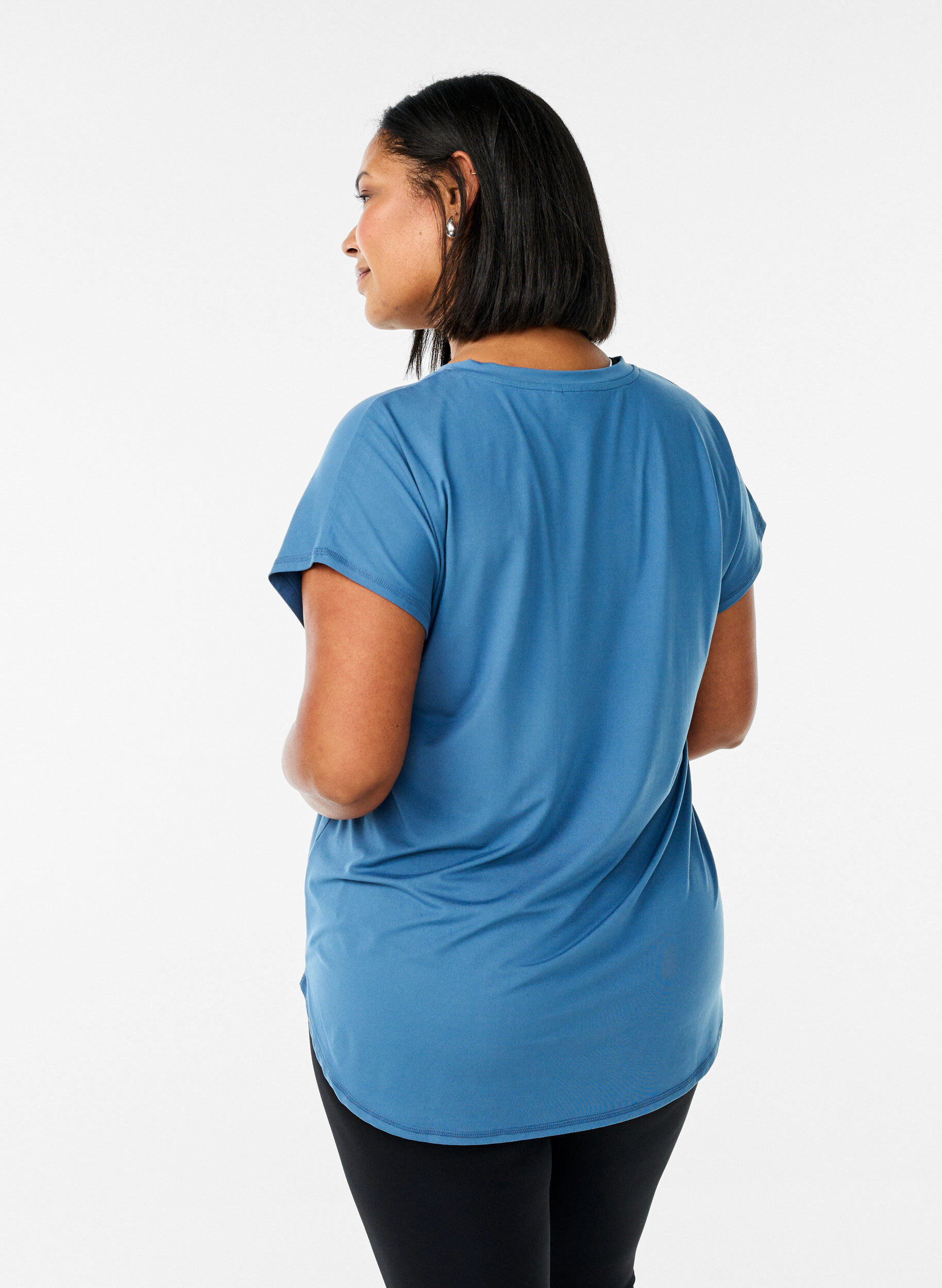 ZizziSportief t-shirt met korte mouwen en v-hals, Blauw, Model image number 2