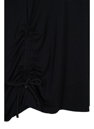 Tunique en viscose à manches courtes avec cordon de serrage , Black, Packshot image number 3