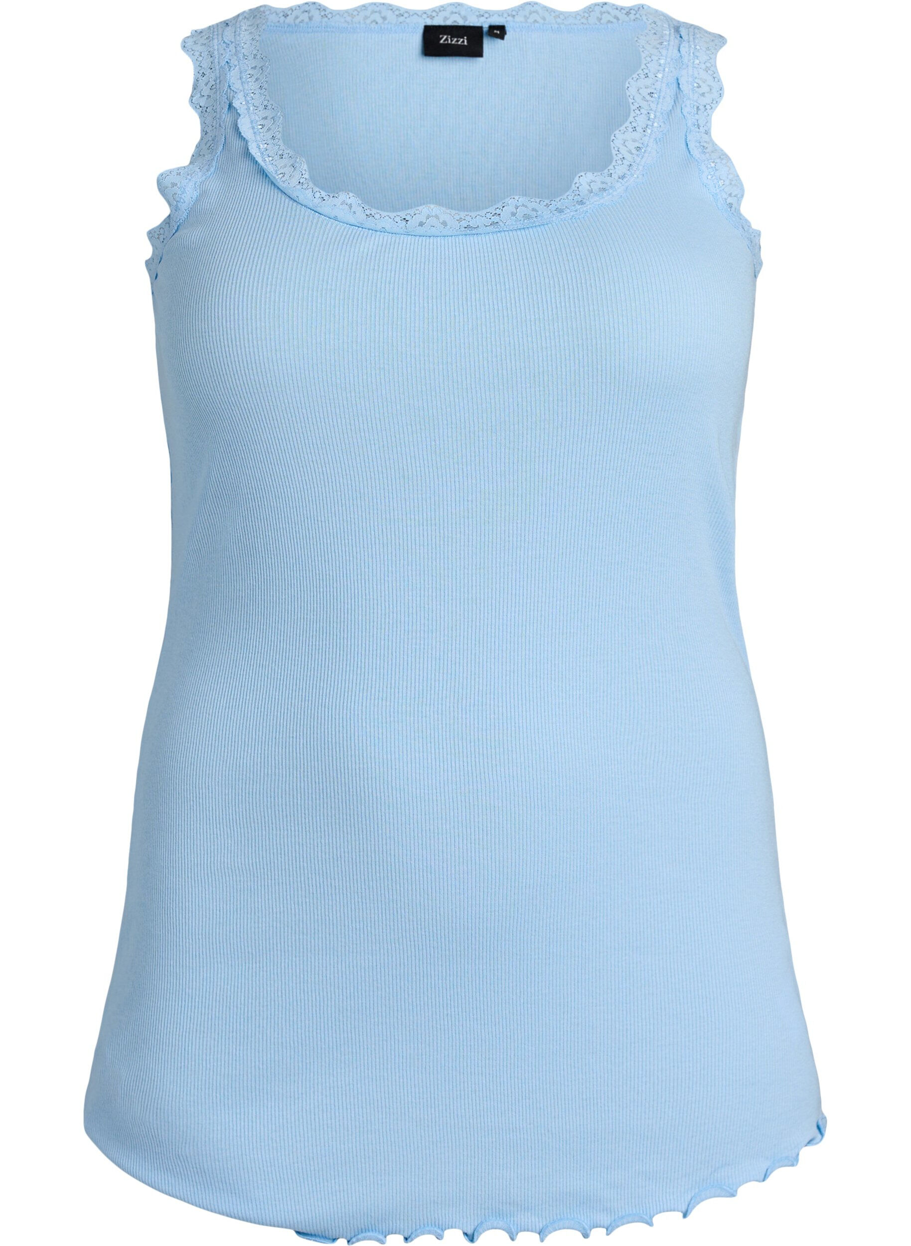 ZizziTop avec finitions en dentelle, Bleu Clair, Packshot image number 0