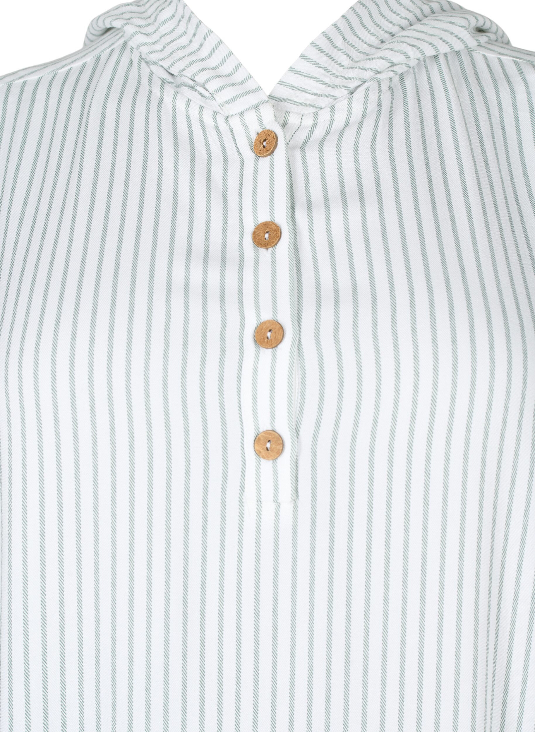 ZizziTuniek van viscose met korte mouwen en capuchon, Chinois Green Stripe, Packshot image number 2