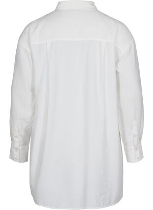 Chemise longue en viscose avec poches et fente, White, Packshot image number 1