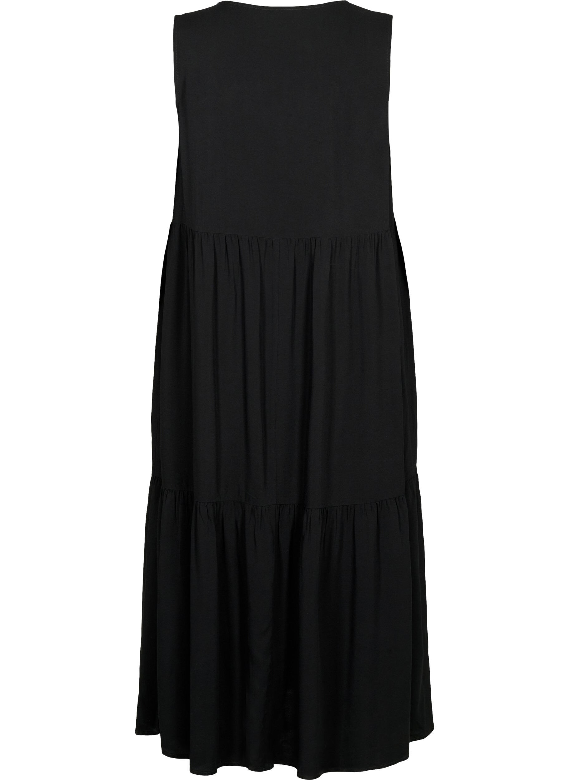 ZizziMouwloze maxi-jurk van viscose, Black, Packshot image number 1