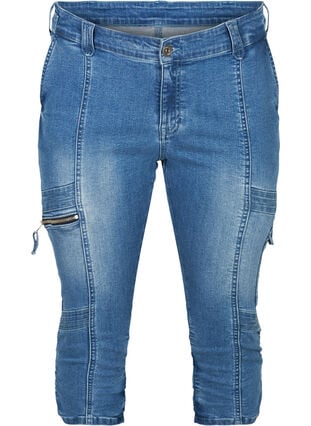 Nille cropped jeans, Blue denim, Packshot image number 0