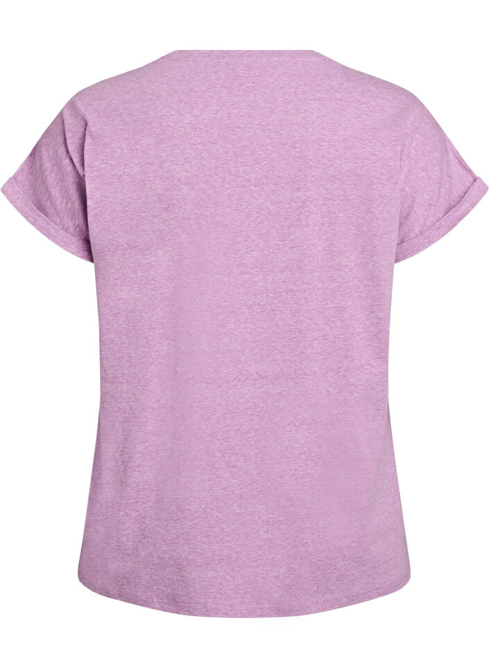 T-shirt m&eacute;lang&eacute; avec manches courtes, Violet, Packshot image number 1