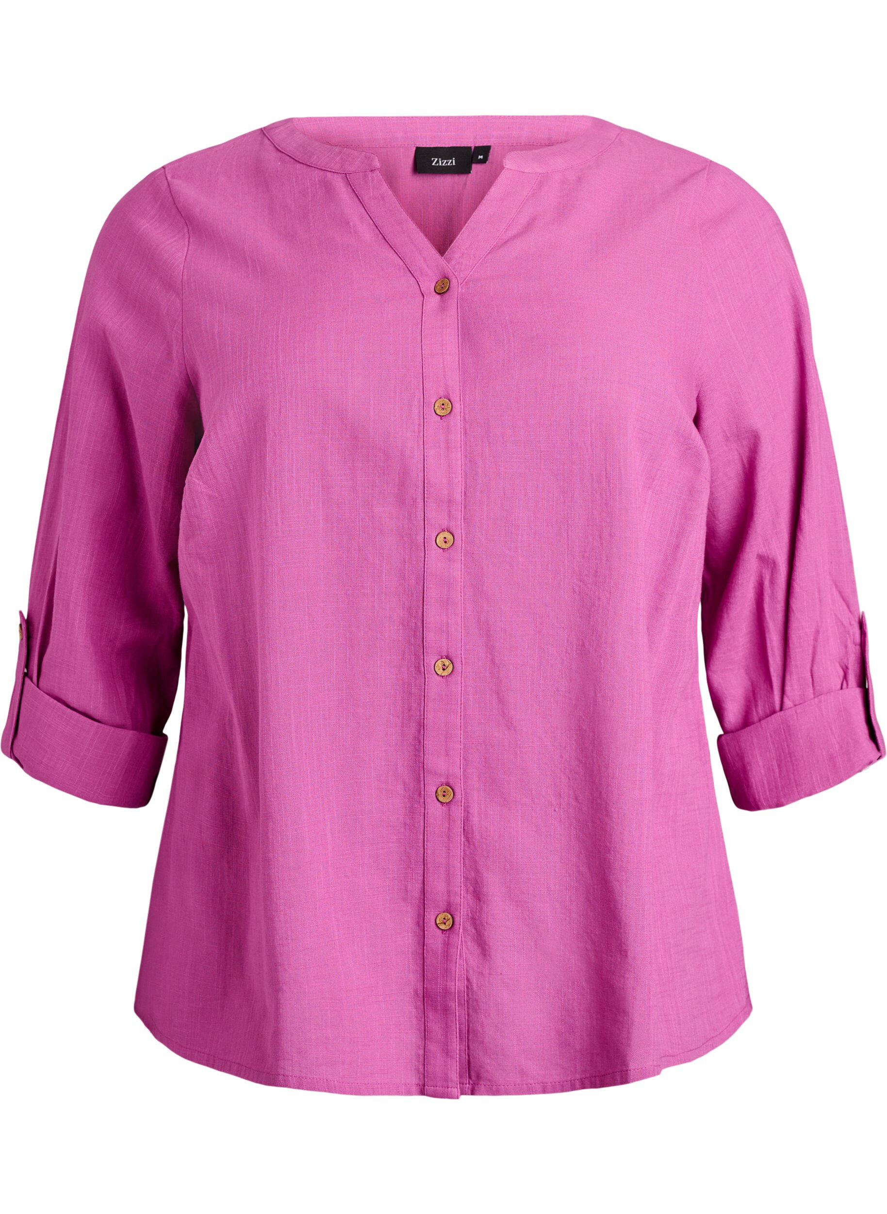 ZizziKatoenen blouse met V-hals, Roze, Packshot image number 0