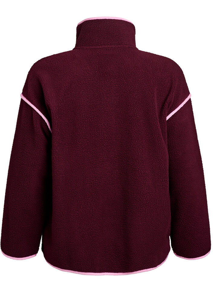 Veste teddy avec détails contrastants, Bordeaux, Packshot image number 1