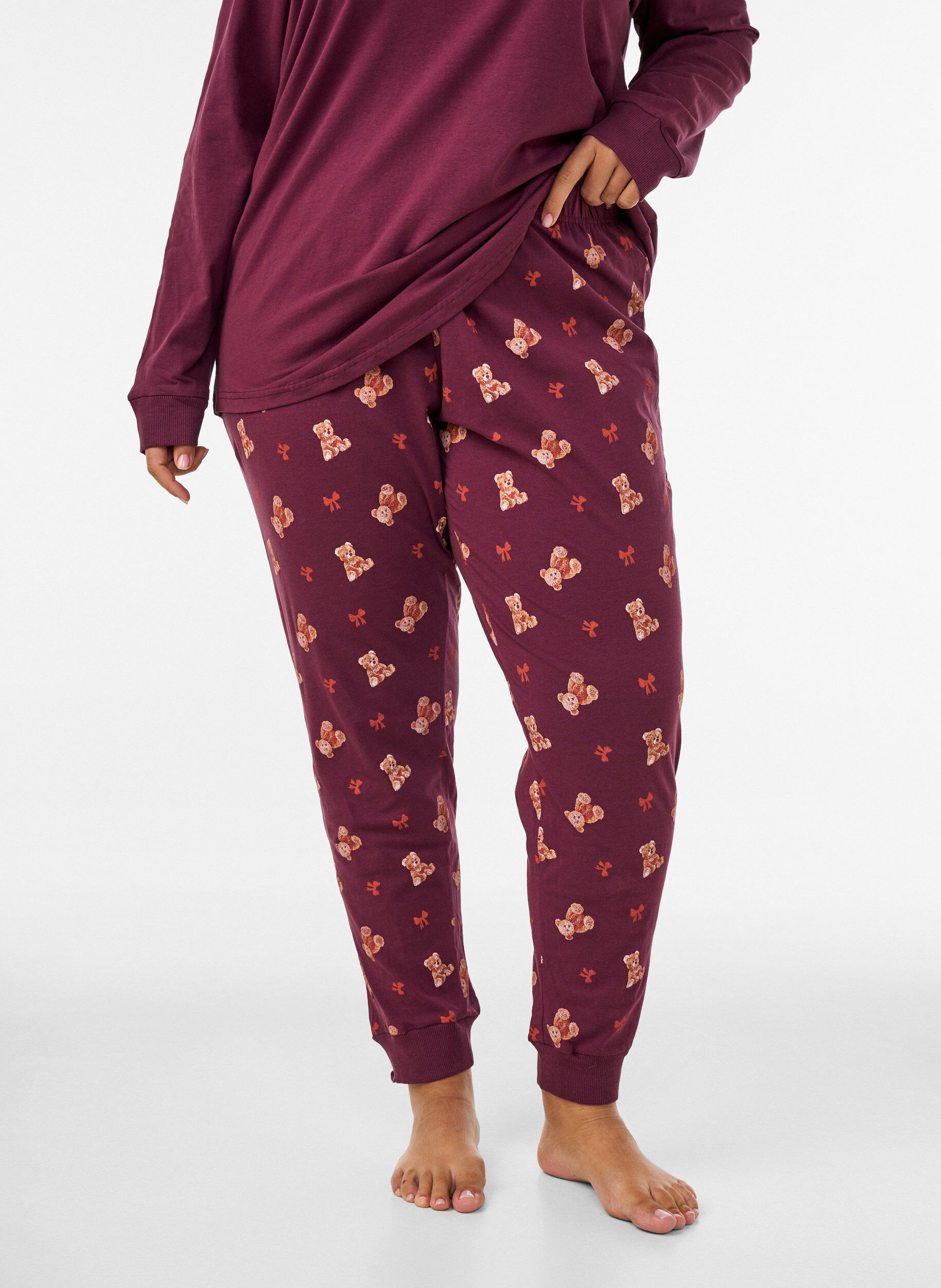 Bas de pyjama imprim&eacute;, Bordeaux, Model