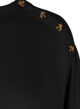 Poncho met knopen in effen kleur, Black, Packshot image number 3