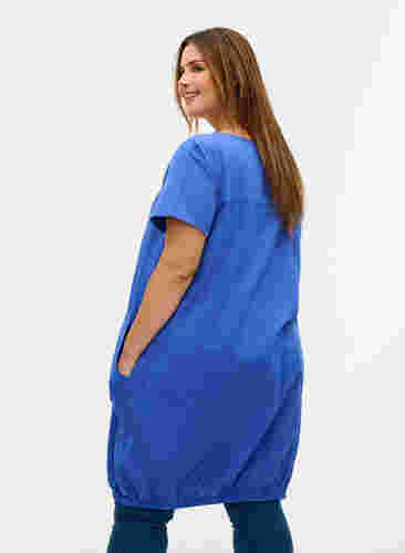 Katoenen jurk met korte mouwen, Dazzling Blue, Model image number 1