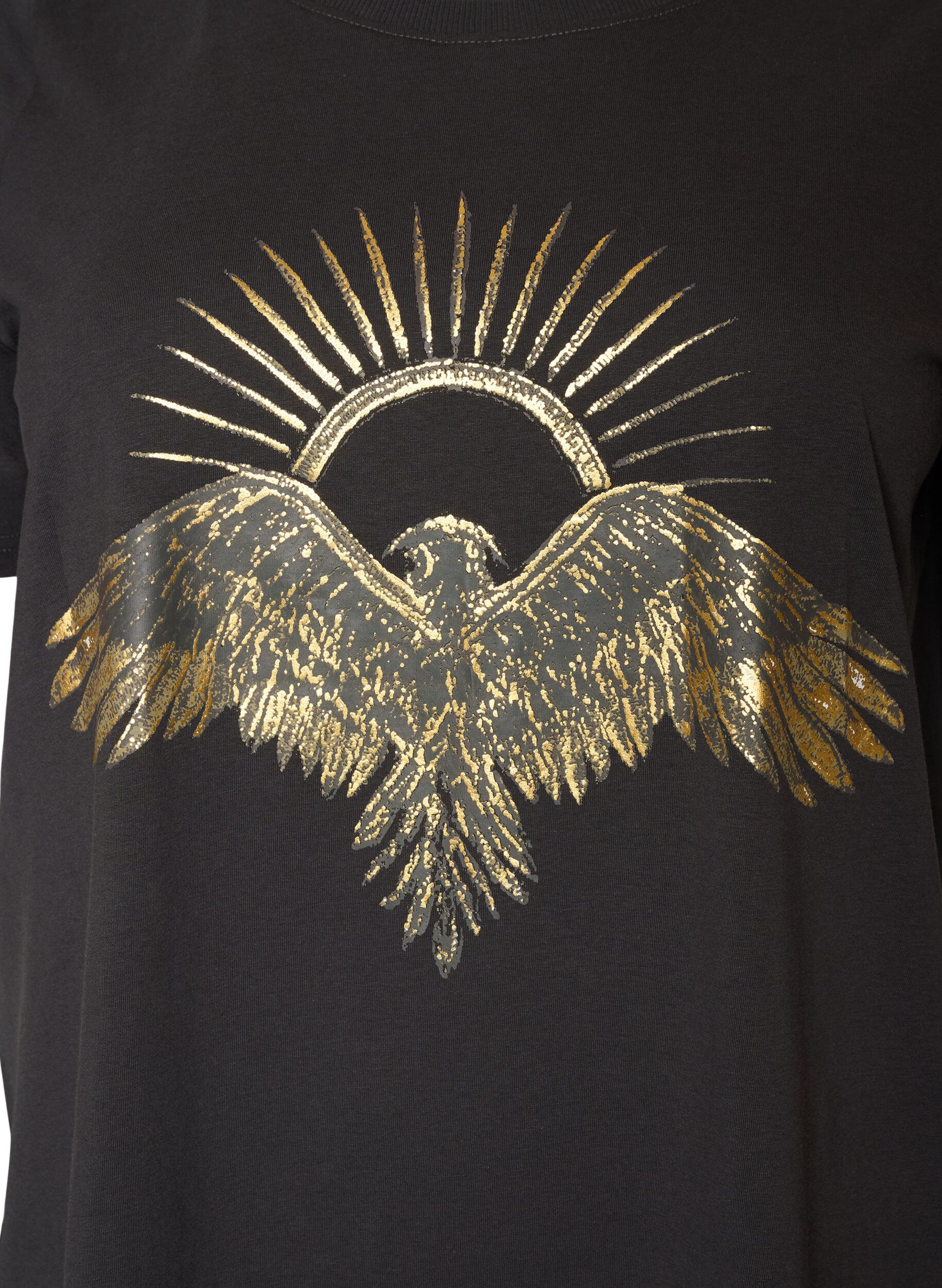 ZizziKatoenen T-shirt met print aan de voorkant, Grijs, Packshot image number 2