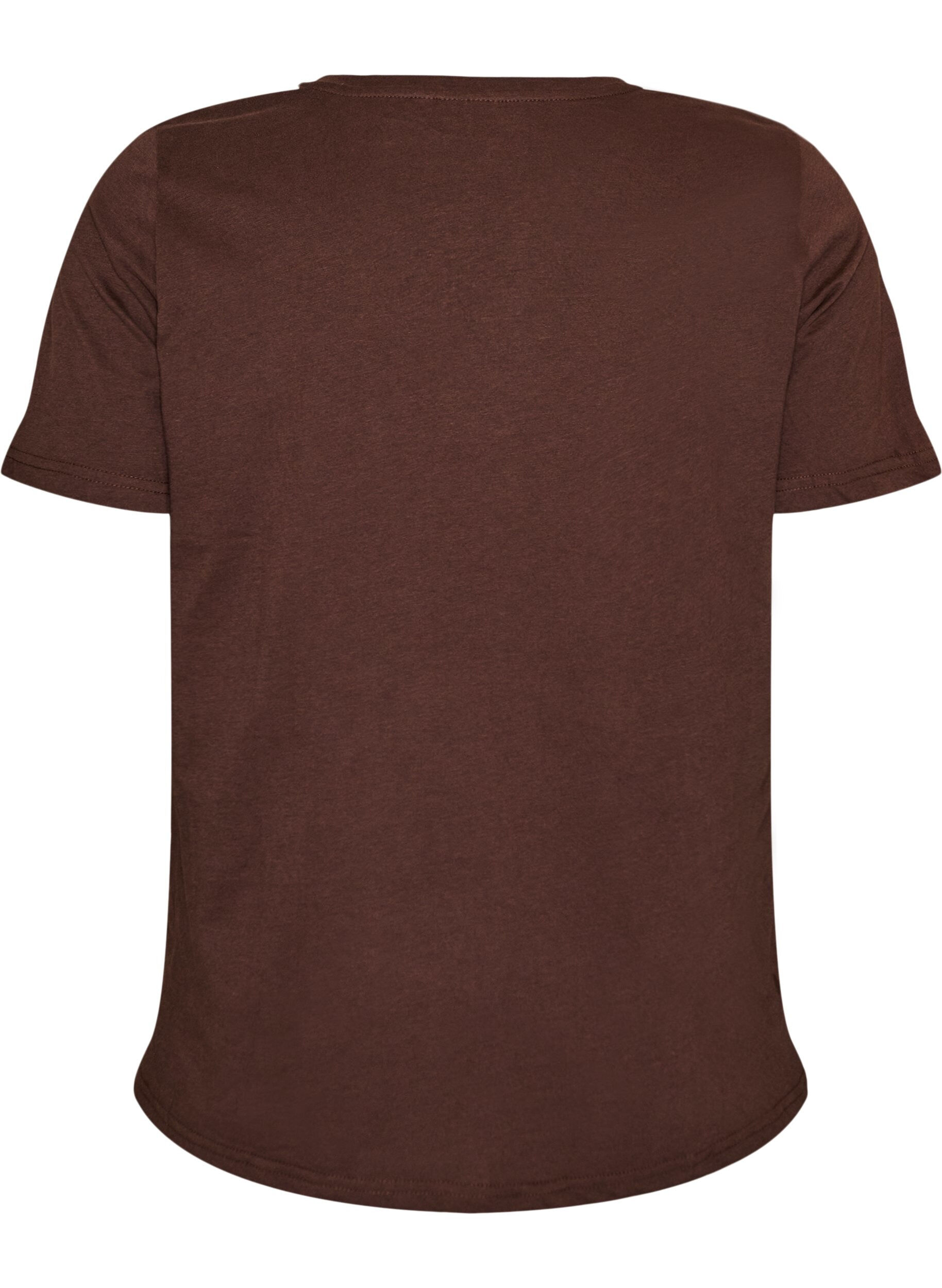 Zizzi T-shirt col V, Marron, Packshot image number 1