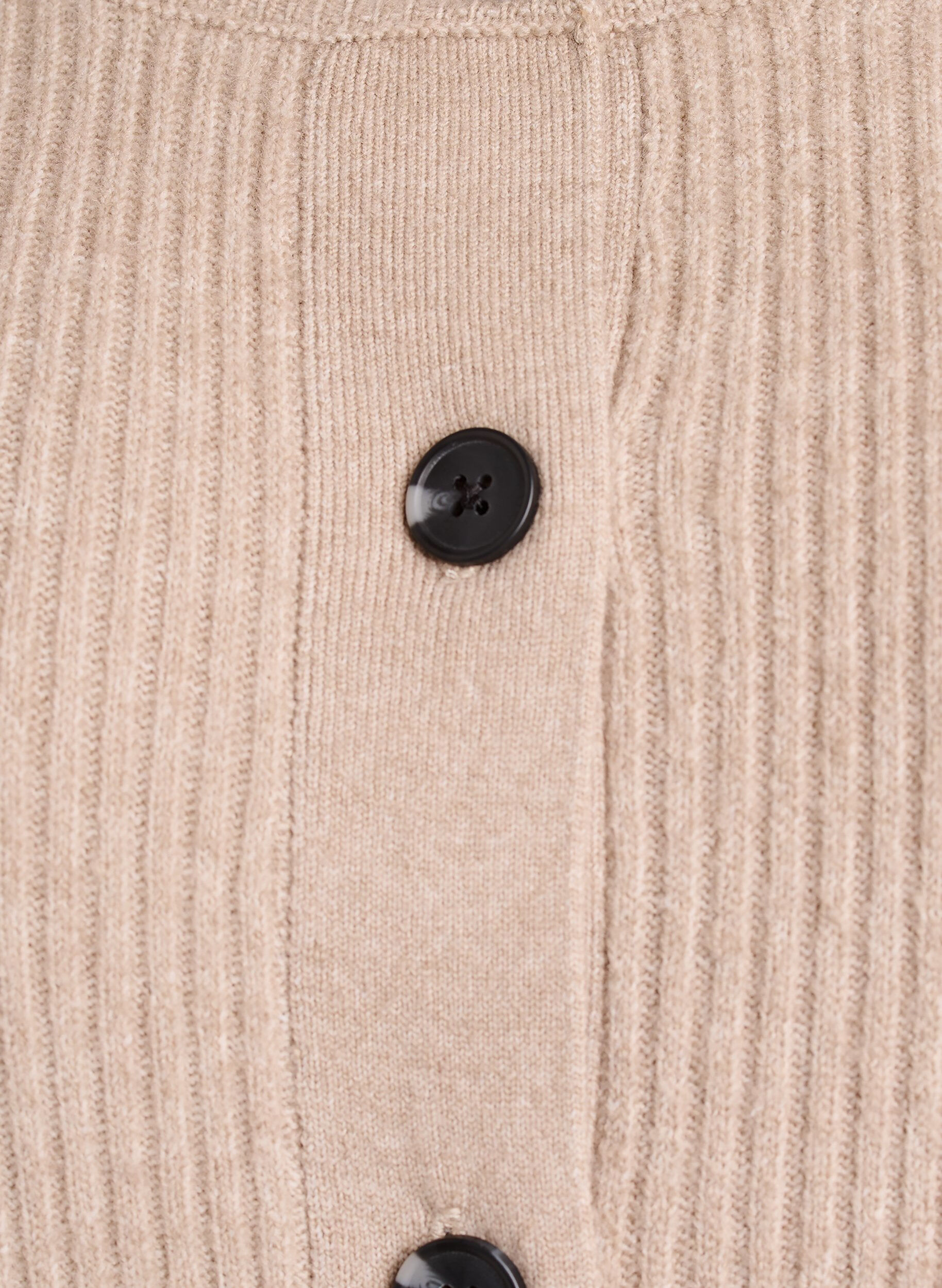 ZizziVest van ribtricot met knopen, Beige, Packshot image number 2
