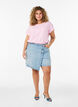 T-shirt &agrave; manches courtes en coton m&eacute;lang&eacute;, Rose, Model image number 1