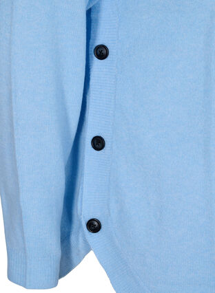 Gemêleerde gebreide blouse met knopen, Chambray Blue Mel., Packshot image number 3