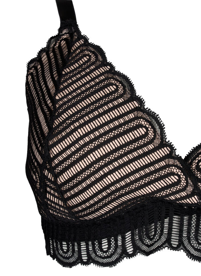Bralette met kant en zachte vulling, Zwart, Packshot image number 2